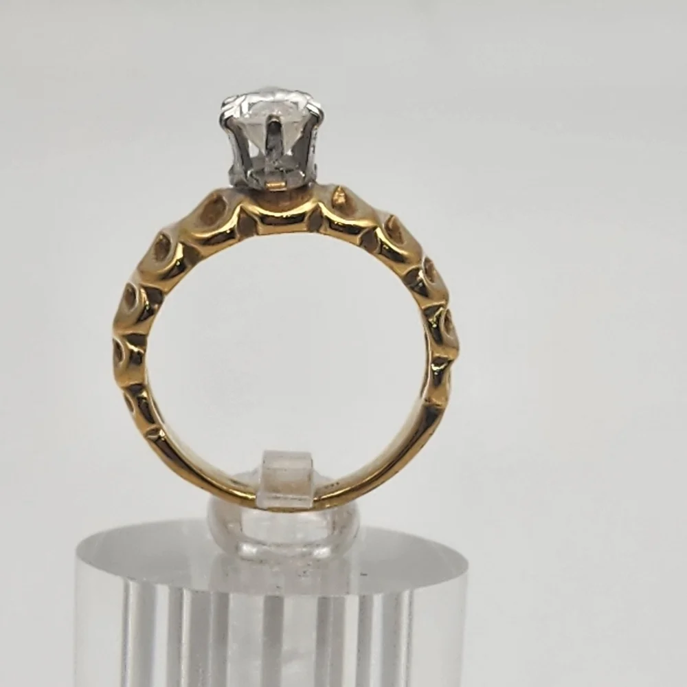 Vintage Vargas 18KT GE & Marquise Solitaire Rhinestone Ring (7.25)